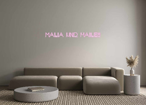 Konfigurierter Neonsign Malia und Hai...